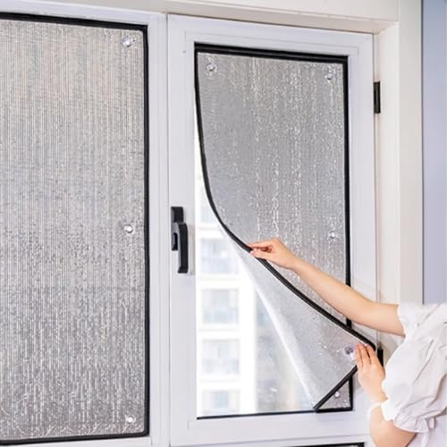 Geovne Lámina de Espejo Anti 99% UV,Película de Protección Solar de Aluminio de 8mm,Vinilo Opaco para Ventanas,Película Aislante Reflectante para Interiores,con Ventosa (45x100cm/18 x39)