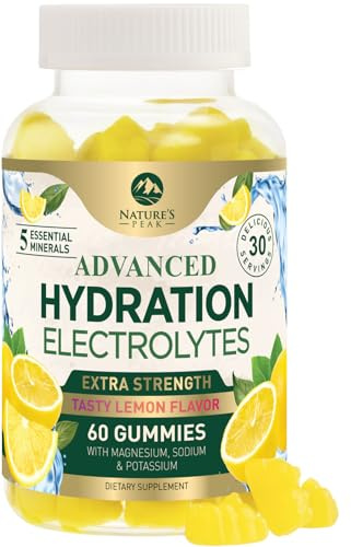 Hydration Electrolyte Gummies - Daily Liquid Replenisher Gummy - Electrolyte Multiplier with Minerals, Potassium & Real Salt - Vegan, Non-GMO - Tasty Lemon Flavor Hydration Electrolytes - 60 Gummies