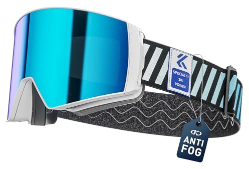 KAPVOE Maschera Sci UV400 Antinebbia Lenti Magnetiche. Unisex per Uomo Donna Giovani. Compatibile con Casco. Ideal per Sci Snowboard e Pattinaggio su Ghiaccio con Lenti Intercambiabili