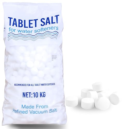 Water Softener Salt Tablets 22lbs (10kg) - Grade A Food Safe Sodium Chloride - Pure Dried Vacuum Salt - Compatible with All Water Softener Machines - High Purity White Tablet for Limescale Protection