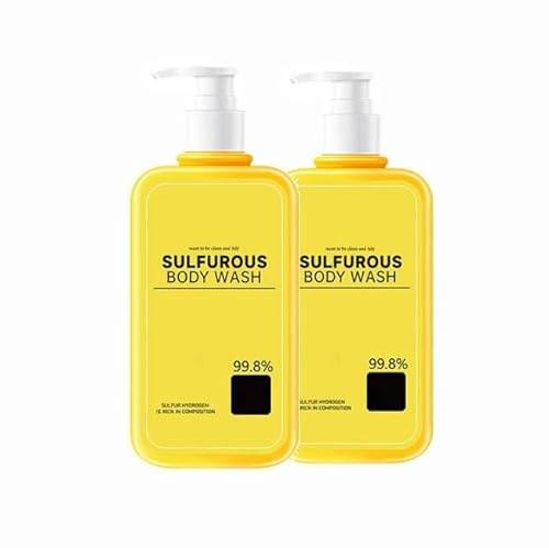 Gel de ducha de azufre, 300 ml, gel de ducha para cara, cuerpo y cabello, aclara la piel, hidrata y regula la producción de sebo, espuma densa para una limpieza de poros, para hombres y mujeres (2