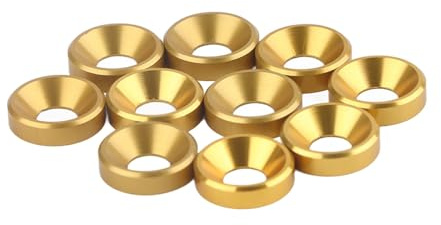 Senkkopf-Unterlegscheiben, Flachkopf-Schrauben-Unterlegscheiben, Senkkopf-Dichtung, Aluminiumlegierung, hohe Festigkeit, langlebig, für DIY-Möbelmontage, goldfarben, M4-Größe, 10