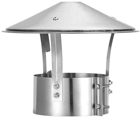 Chimney Cap for Wood Burner，3 4 5 6 8 Bird Guard for Chimney Cover，Stove Pipe Chimney Caps Stainless Steel Chimney Terminal Log Burner Chimney Cowl Anti Downdraught Vent Cover(125mm/5inch)