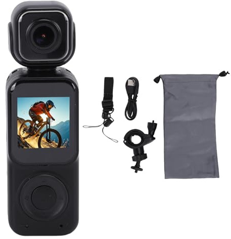 Action Camera 4K con Doppio Obiettivo, Videoregistratore Portatile WiFi con Schermo da 1.54 Pollici Rotazione HD di 180 Gradi per Ciclismo, Escursionismo, Viaggi All'aperto