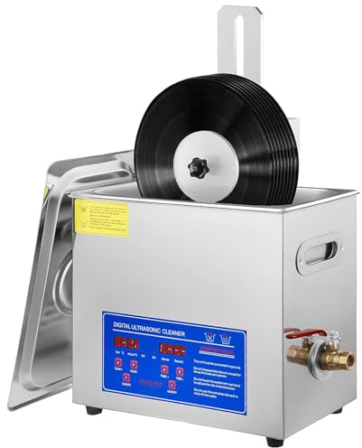 Pulitore ad ultrasuoni da 6 Litri, pulitore Sonico per Dischi in Vinile, pulitore per Gioielli in Argento da 180 W, temporizzazione da 0 a 30 Minuti, pulitore ad ultrasuoni per contenitori