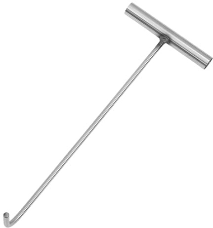 VILLFUL Stainless Steel Manhole Lifting Hook Tool for Heavy Duty Manhole Cover Removal Corrosion Resistant Outdoor Utility Hook with Ergonomic Handle for Safe Storm Drain and Sewer Lid