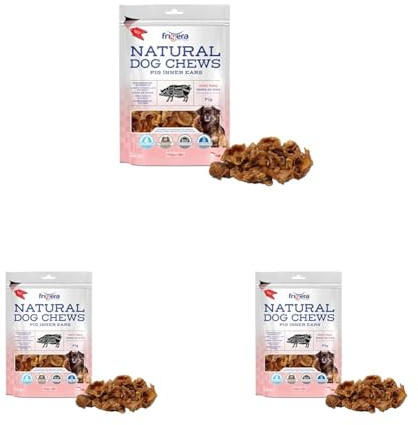 Frigera Schweineohrmuscheln 250g – Natürliche, Proteinreiche Leckerlis für Hunde, Gluten- und Getreidefrei (Packung mit 3)