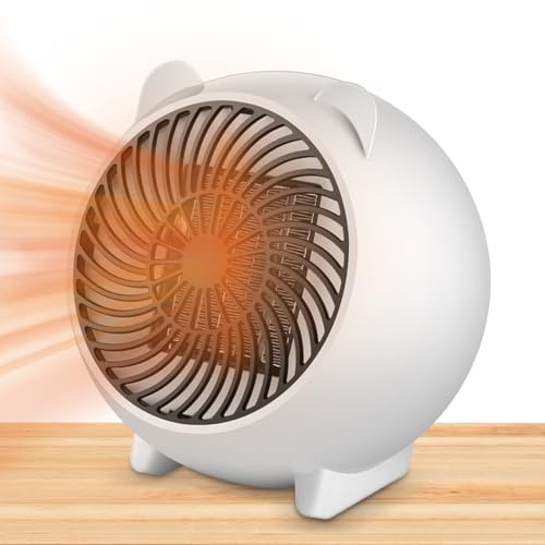 Termoventilatore da Tavolo,Dispositivo Di Riscaldamento Silenzioso Da 500W,Riscaldatore Elettrico Silenzioso a Temperatura Costante - per Interni Casa Ufficio Scrivania Comodino Postazione di