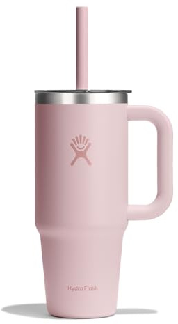 Hydro Flask – Travel Tumbler 710 ml (24 oz) with Clear Press-in Straw Lid – Stainless Steel – Double Wall Vacuum Insulated – Splash Resistant – Trillium