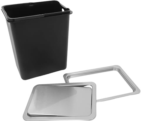 Lurrose Pattumiera da Incasso per Cucina in Acciaio Inox con Coperchio a Ribalta, Cestino Piccolo da Banco con Chiusura Ermetica per Controllo Odori, Contenitore per Rifiuti da Incasso