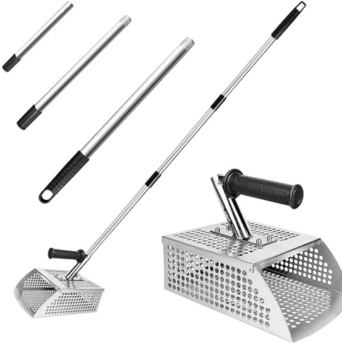 Rastrillo tamizador de Arena, Juego de Palas de Arena Desmontables (Paquete de 2) - Palas Resistentes para detección de Metales, Pala de Arena de Playa con Mango Largo para Fondo Marino, baj