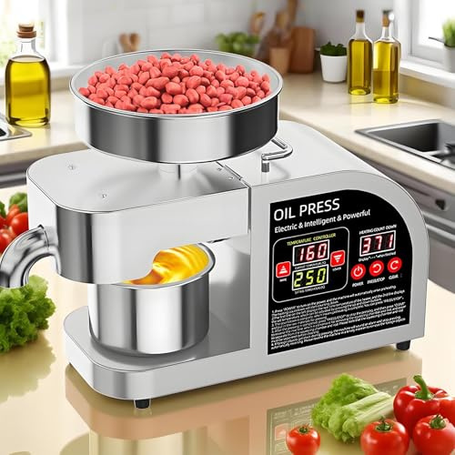 Máquina automática de prensado de aceite con control de temperatura para prensado en frío y caliente, ideal para extraer aceite de varias semillas y frutos secos