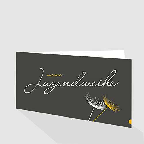 Kartenkuss - 5x Einladungskarten zur Jugendweihe mit Umschlägen, Motiv Blumenduft, Einladungskarten zur Jugendweihe, Klappkarten im Set zu 5 Stk.