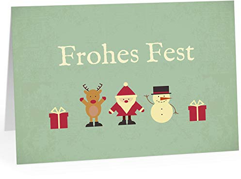 Große XXL Weihnachtskarte DIN A4 (Design Vintage modern mint türkis - Frohes Fest) mit Umschlag/Weihnachten/Klappkarte/Grußkarte/zum Geschenk/moderne Karte