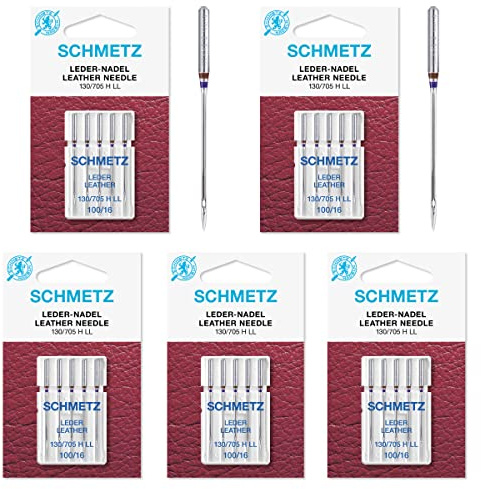 SCHMETZ 25 agujas para máquina de coser, pistón plano, 130/705H LL – piel (100)