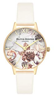 Olivia Burton Analog Quarzuhr für Damen mit Weisses Lederarmband - OB16CS15