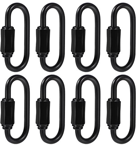 VILLCASE 8 Stück D-Form-Verschlusskarabiner, Schwarze Schnellglieder, Kettenglieder, Strapazierfähige Karabinerhaken, 38X20mm/1,5X0,8 Zoll, Für Camping, Wandern, Rucksäcke, SchlüsselanhäNger