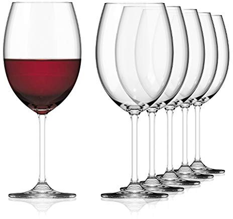 SAHM Copas de Vino Tinto de 580ml - Juego de Vasos Cristal 6 Unidades - Copas de Vino Grandes - Copas Vino Tinto aptas para el lavavajillas & duraderos