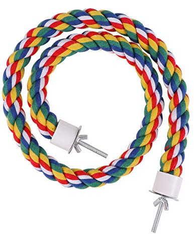 VILLCASE Papageien-Kletterseil, Baumwollseil, Vogelseil, Sitzstangen für Papageien, Schaukel, Kletterspielzeug, bunt, Spiral-Ständer für Sittiche, Papageien, Wellensittiche, Nymphensittiche (105 cm)