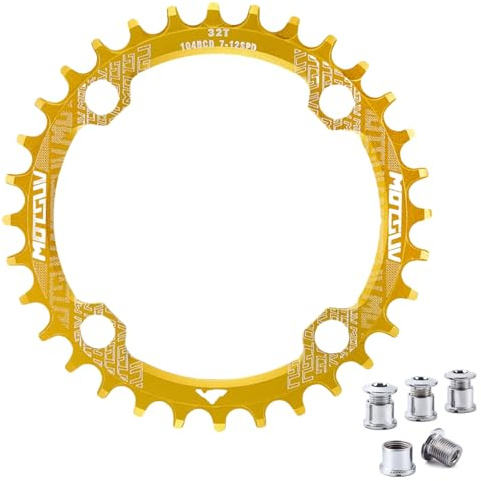 QIAMNI 104 BCD 32T 34T 36T 38T - Juego de bielas de cadena simple estrecha y ancha con 4 pernos de piñón para bicicletas de carretera, bicicletas de montaña, bicicleta BMX, MTB, bicicleta de una sola velocidad