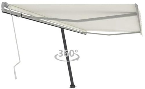 vidaXL Standmarkise Einziehbar Handbetrieben Markise Sonnenmarkise Balkonmarkise Sonnenschutz Gelenkarmmarkise Terrasse Garten 450x300cm Creme