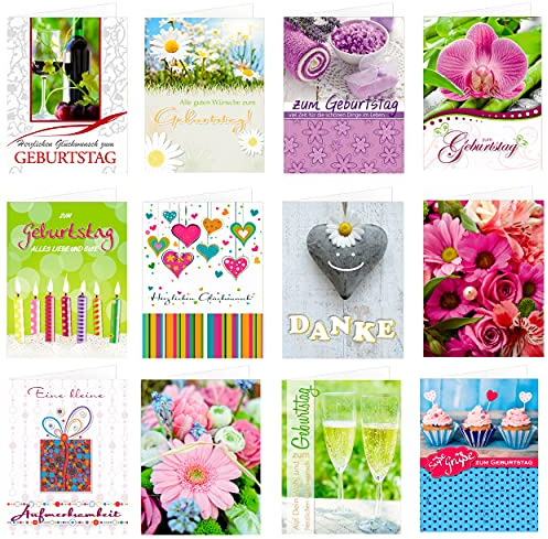 Minikarten Klappkarten Set 12 Stück mit Umschlag (12 Stück, Set 1)