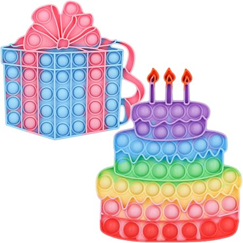 2 Stück Fidget Toys Kinderspielzeug Fidget Poppers Push Bubble Sensory Toy Silikon Popping Spielzeug Stress Relief Weihnachten Geburtstag Geschenk für Kinder Jugendliche Erwachsene