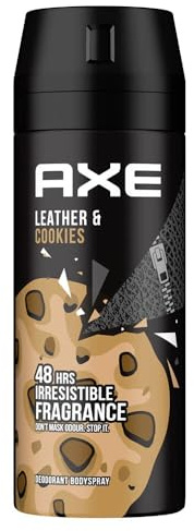 Axe Bodyspray Leather & Cookies Deo ohne Aluminium bekämpft geruchsbildende Bakterien und unangenehme Gerüche 150 ml 4 Stück