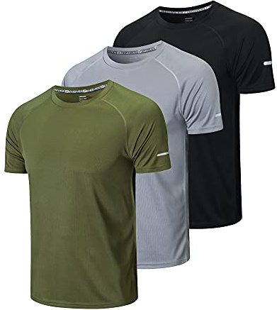 HUAKANG 3 Herren Sport Tshirt Kurzarm schnelltrock atmungsaktiv Laufshirt | Funktionsshirt,Sportshirt,Schnelltrocknend Atmungsaktiv,Sport Shirt Männer,Laufshirt Kurzarm,Trainingsshirt Herren