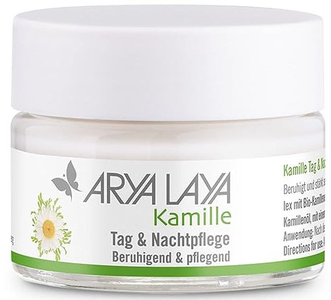 ARYA LAYA Kamille Tag & Nachtpflege: spendet Feuchtigkeit, lindert Spannungen & Rötungen, beruhigt und stärkt sensible Haut, 50 ml