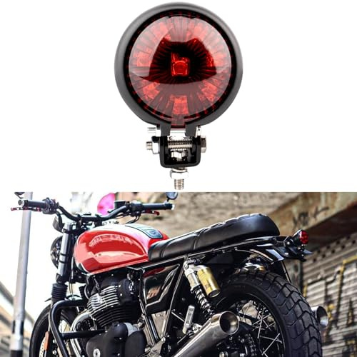 BREDUXSER 12V Moto Feux Arrière Feu Stop Rouge LED Frein Arrière Lampe pour Street Bike Chopper Bobber Cafe Racer Cruiser Custom