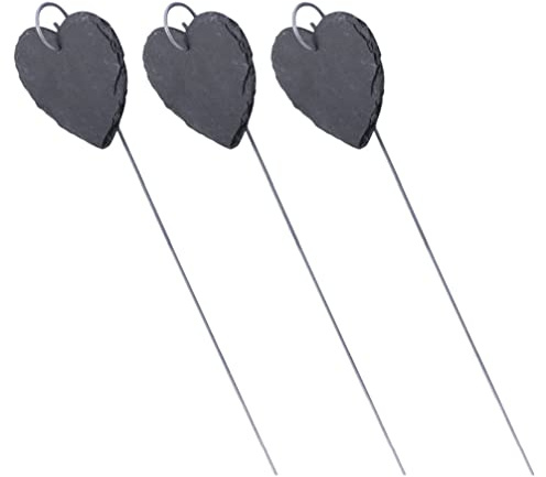 Pflanzenschilder Mini Schiefertafel Herz Stecketiketten zum Beschriften 3 Stücke Pflanzenstecker Kleine Kreidetafel Gartentafel Blumenschilder Gartenschilder für Sukkulenten Blumentopf Kuchen Deko