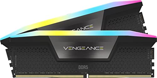 CORSAIR VENGEANCE RGB DDR5 RAM 32GB (2x16GB) Bis zu 6000MHz CL40 Intel XMP 3.0 Desktop-Arbeitsspeicher – Schwarz (CMH32GX5M2B6000C40)