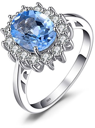 JewelryPalace Prinzessin Diana Kate Middleton Edelstein Smaragd Saphir Topas Amethyst Citrin Granat Peridot Rubin Ringe, Verlobungsring Promise Ring Silber 925 Damen Schmuck Rosegold Gold