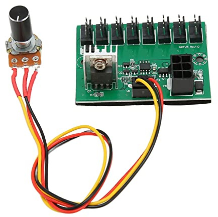 Bewinner PWM Fan Hub, DC 12V 8 Way PWM PC Fan Controller Hub with 300mm Cable for 2 Pin 3 Pin 4 Pin PC Fan, for 12V Desktop Computer Cooler Case Fans