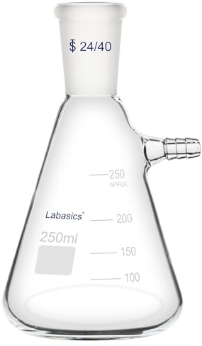 Labasics 250 ml Filterkolben mit 24/40 Normschliff, Filterkolben aus Hochwertigem Borosilikatglas, Schraubhals mit Rohrleitungen, 9 mm Schlauch Schnittstelle