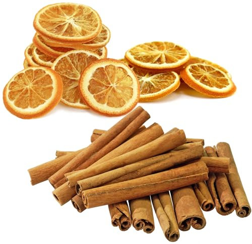 20* Getrocknete Orangenscheiben und 20*Zimtstangen, NatüRliche Zimtstangen Orangenscheiben Getrocknet Adventskranz Deko Set für Weihnachtsdeko
