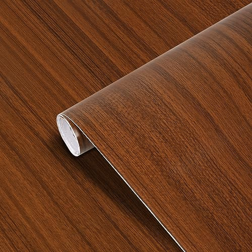 Lámina adhesiva para muebles, 40 cm x 10 m, aspecto de madera, autoadhesiva, para muebles, lámina decorativa, resistente al agua, para muebles, mesa, cocina, armarios, pared (nogal)