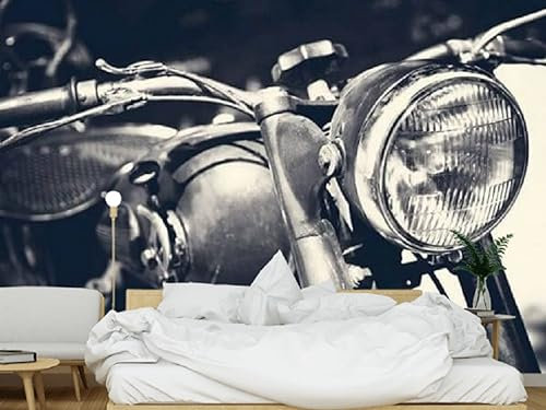 Personalizar papel tapiz fotográfico retro motocicleta mural papel tapiz blanco y negro papel tapiz fotográfico dormitorio infantil papel tapiz decoración de pared