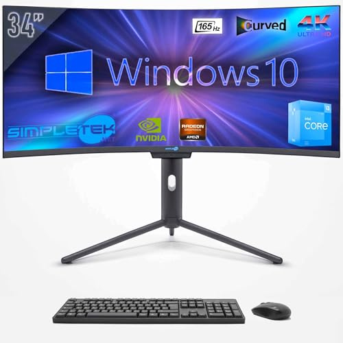 SIMPLETEK - PC ALL in ONE 34 4K Wide 165Hz Core i3 12° Gen | Windows 10 | 32GB RAM SSD 960GB | GPU GTX1660 6GB | Webcam integrata 5MP Gaming Computer WiFi6