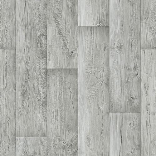 Grey Wood Plank Effect Vinyl Flooring Bathroom Kitchen Floor Senegal 533 (2m x 1.5m)