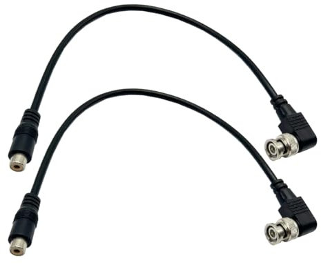 Seadream Lot de 2 câbles de connecteur BNC vers RCA 75 Ohm à angle droit BNC mâle vers RCA femelle pour système de caméra de vidéosurveillance DVR à TV