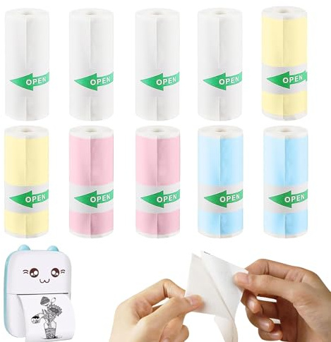 Thermopapier, 10 Rollen Thermorollen, Thermodruckerpapier, Selbstklebend Thermopapier für Paperang und Mini Wireless Mobile Instant Drucker (57 X 25 mm)