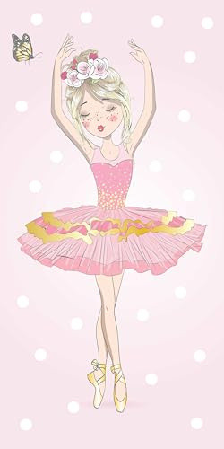 Jerry Fabrics Kinder Handtuch Strandtuch Badetuch Ballerina Tänzerin im Tütü,rosa, 70 x140 cm, 100% Baumwolle, 22TW231