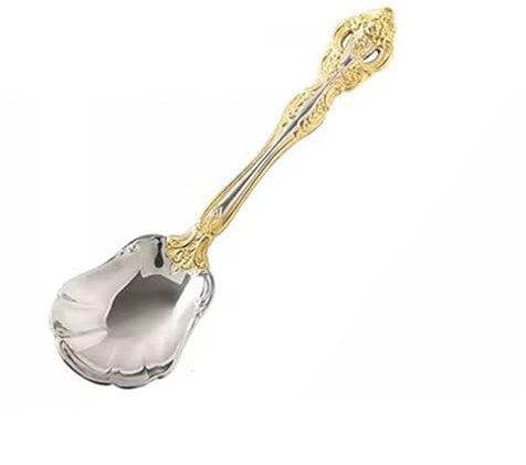 cucharas de sopa Cuchara de arroz creativa dorada estilo occidental europeo, cuchillo y tenedor bonitos, vajilla for el hogar, cuchara pequeña de acero inoxidable 304 Cuchara para servir de cocina (C