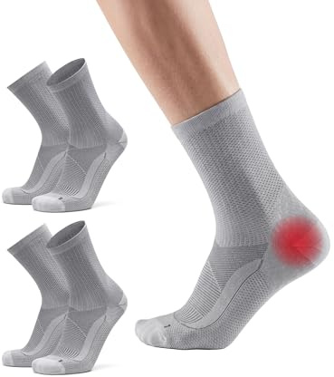 DANISH ENDURANCE Calcetines con Soporte para Fascitis Plantar, Calcetines Funcionales para Neuropatía, 2 pack, Gris Claro 43-47