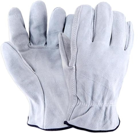 YRTHFJTJ Gartenhandschuhe, Schweißerhandschuhe im Multipack, Kurze Schweißer-Arbeitshandschuhe aus Leder, Abriebfeste und verbrühungshemmende Handschuhe for Schneiden, 5 Paar(Grey)