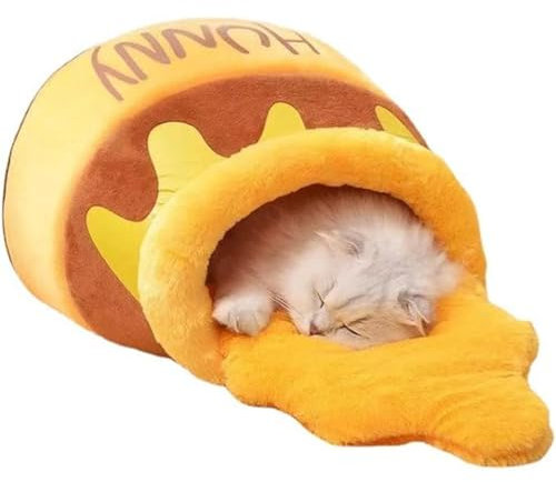 Qerwsdty Cat Bed House Seasons Universalize Plush Mat Cats Cushion Basket Honey Jar Shape Pets Product for Small Cat 1Set