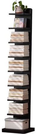JCWGLY Bücherregale Modernes Holz Vertikales Bücherregal, Schwarzes Stehendes Eckbuchregal Für Kleinen Raum, Große Kapazität Buch Organizer Regal Für Home Office(9 Tier)