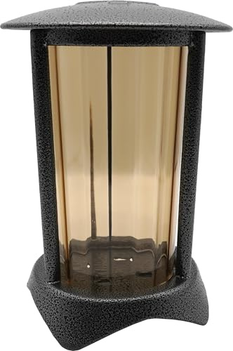 Grablaterne aus Stahl mit Kreuz auf Deckel 19 cm pulverbeschichtet Hammerschlag - Alu Optik